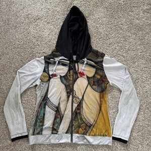 ART Simply By Dolcezza Abstract Zip Up Lightweight Hoodie Sweater Size M